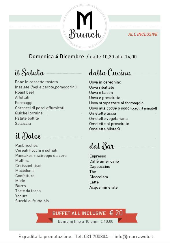 BRUNCH by Marra – 4 Dicembre 2017